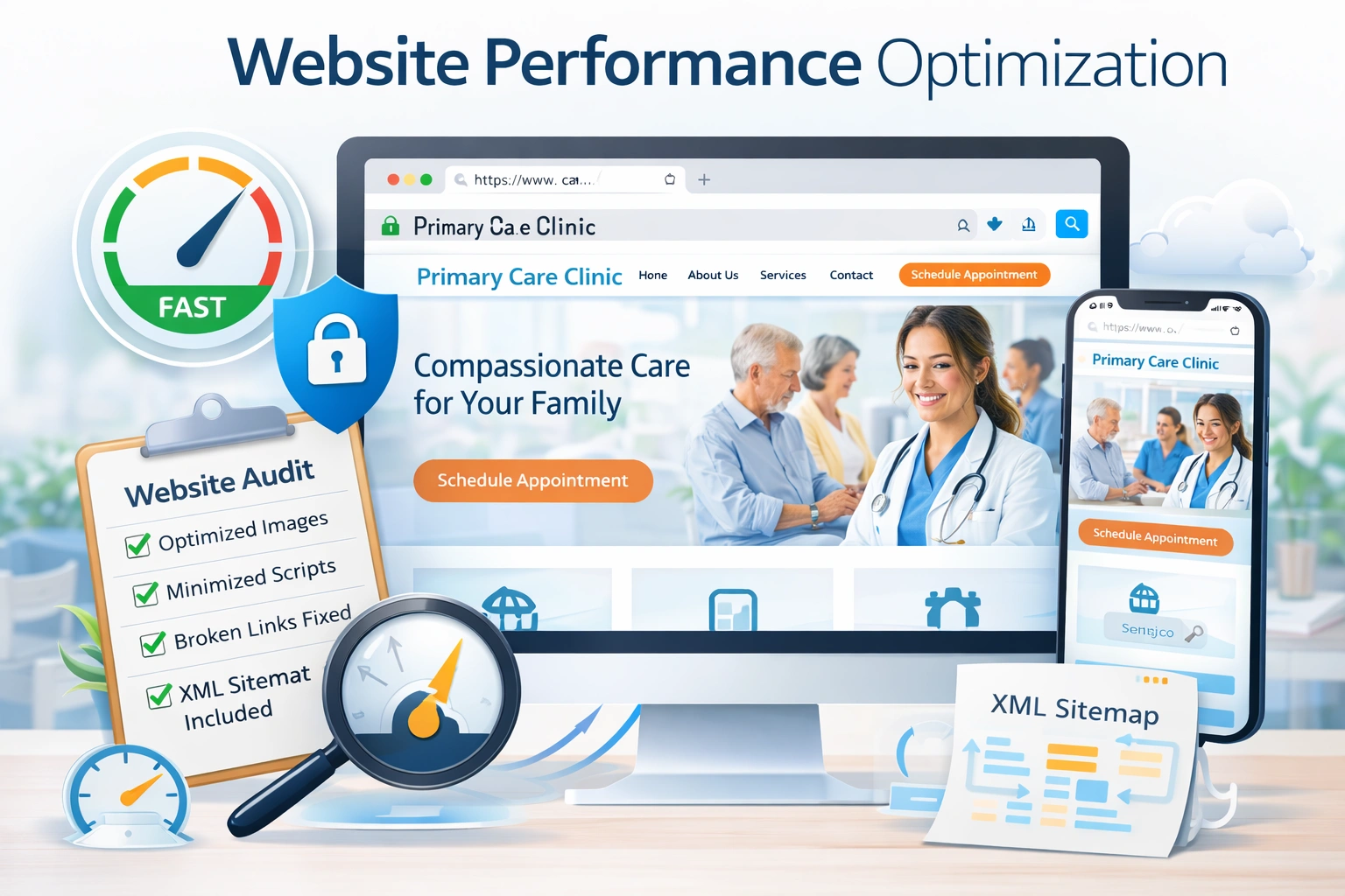 Website Performance Optimization for a Primary Care Clinic’s website in Miami FL USA
