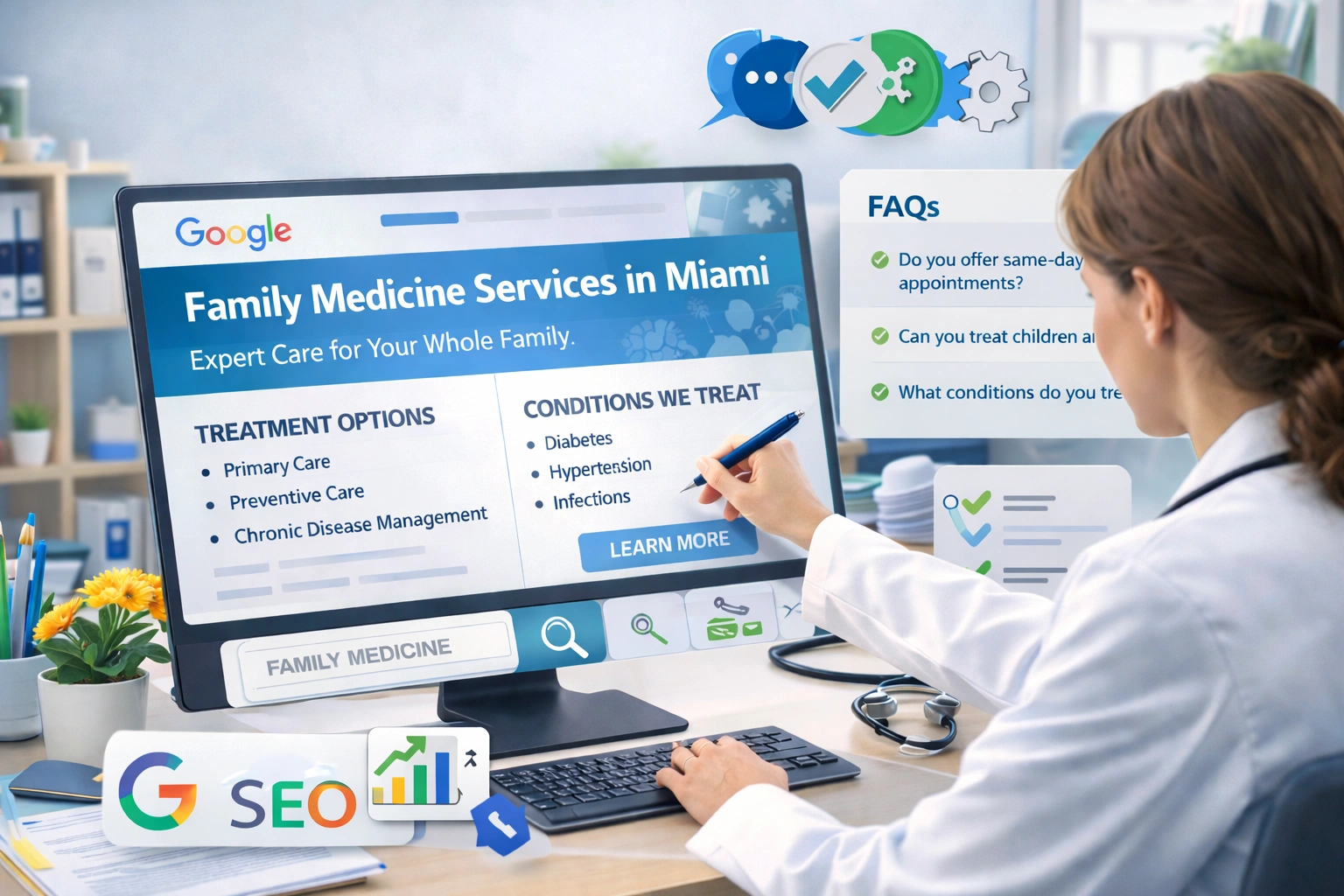 content development for healthcare SEO, specifically for a Primary Care Clinic in miami USA